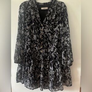 NWOT LOFT Elegant Black and White Floral Dress
